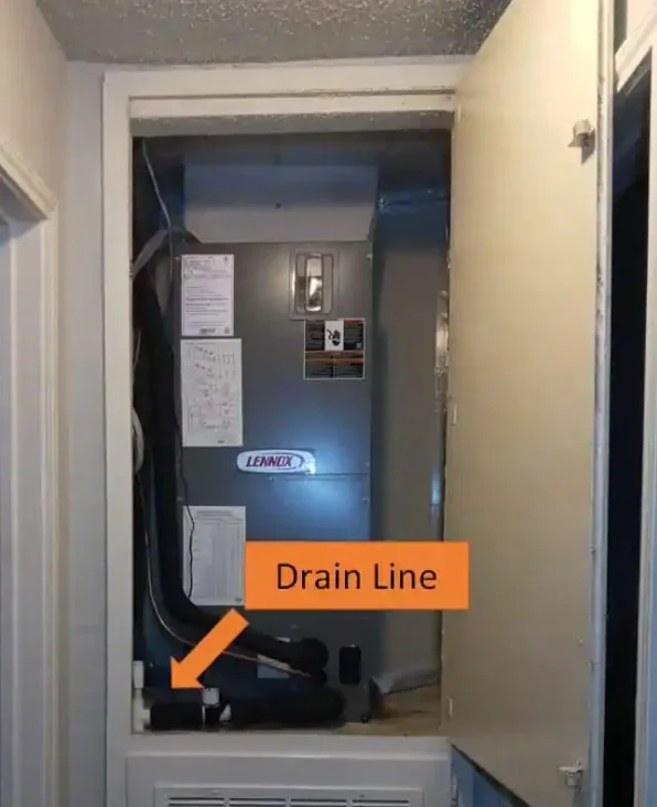 The condensate drain line runs from the indoor HVAC unit to outside of the home.